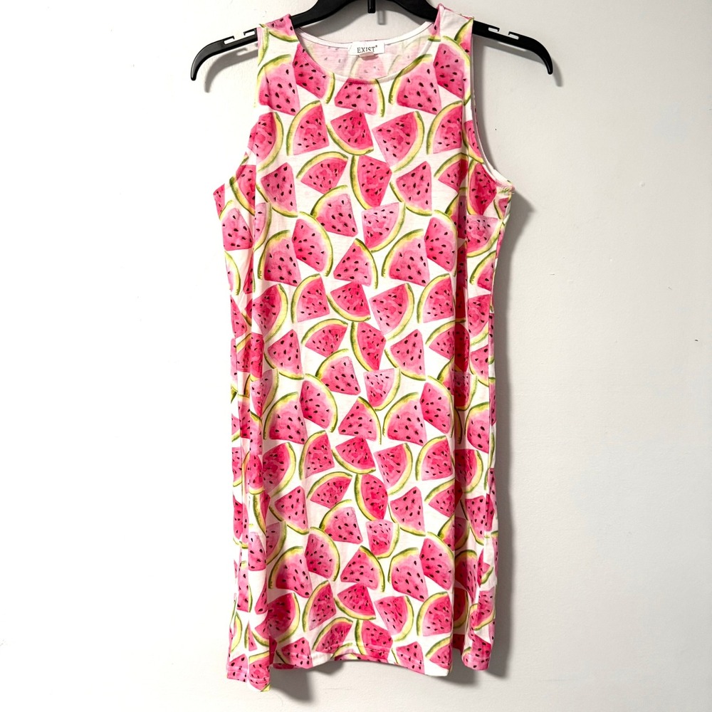 Exist Womens Watermelon Novelty Print Sleeveless Mini Shift Dress Pink White S